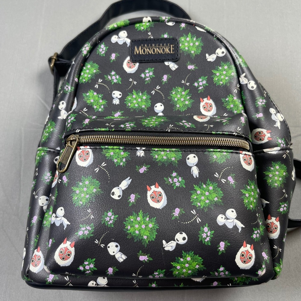 Loungefly Studio Ghibli Princess Mononoke Mini Backpack Kodama Floral Black